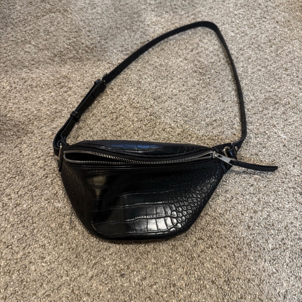 Black Croc-Embossed Bag